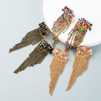 Fashion Color Diamond Series Geometric Long Tassel Claw Chain Earrings Catwalk Prom Earrings Accessories main image 3