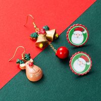 2021 Fashion All-match Christmas Elk Bell Asymmetric Earrings European And American Trend Earrings Christmas main image 1