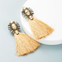Creative Diamond-studded Long Color Tassel Earrings Retro Bohemian Ethnic Style Earrings main image 3