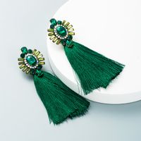 Creative Diamond-studded Long Color Tassel Earrings Retro Bohemian Ethnic Style Earrings main image 9