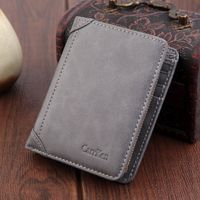 Men's Wallet Short Vintage Frosted Card Holder Wallet American Gold Clip Men's Multiple Card Slots Zipper Bag Factory Sales sku image 1
