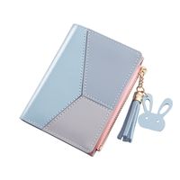 New Style Ladies Wallet Short Color Contrast Stitching Coin Purse Korean Style Buckle Zipper Wallet Wholesale sku image 2