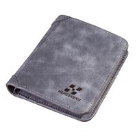 Cartera Para Hombre, Corta, De Cuero Esmerilado, Retro, Triple, Vertical, Para Jóvenes, Versión Coreana, Ranura Para Múltiples Tarjetas sku image 4