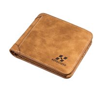 Cartera Para Hombre, Corta, De Cuero Esmerilado, Retro, Triple, Vertical, Para Jóvenes, Versión Coreana, Ranura Para Múltiples Tarjetas sku image 6