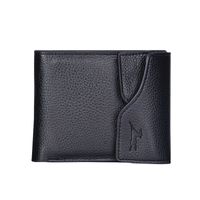 New Men's Wallet Short Wallet Men Multiple Card Slots Driving License Buckle Bag Tide Litchi Pattern Wallet Wholesale sku image 1