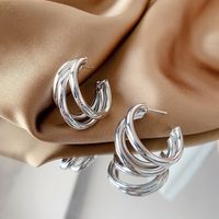 European And American Personality Exaggerated Metal Earrings Fashion Multi-layer High-level Sense Of Hollow Earrings sku image 2