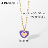 Collier En Forme De Coeur De Mode Alliage Violet Goutte D&#39;huile Double Coeur Pendentif Collier Bijoux sku image 1