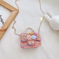 Children's One-shoulder Diagonal Bag Pearl Portable Coin Purse Bear Bow Cute Accessory Bag Wholesale sku image 2