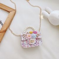 Children's One-shoulder Diagonal Bag Pearl Portable Coin Purse Bear Bow Cute Accessory Bag Wholesale sku image 4