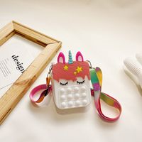 Color Cartoon Silicone Bag 2021 Autumn New Girl Child Change Storage Messenger Bag sku image 1