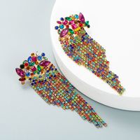 Fashion Color Diamond Series Geometric Long Tassel Claw Chain Earrings Catwalk Prom Earrings Accessories sku image 2