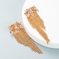Fashion Color Diamond Series Geometric Long Tassel Claw Chain Earrings Catwalk Prom Earrings Accessories sku image 3