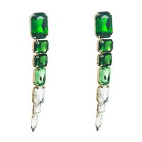 European And American Exaggerated Geometric Long Alloy Inlaid Super Flash Rhinestone Temperament Earrings sku image 1