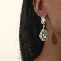 Copper Zirconia Crystal Water Drop Pendant Earrings Wholesale Jewelry sku image 1