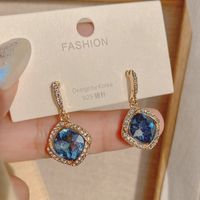 Blue Water Drop Retro Diamond Earrings Personality Fashion Temperament Earrings Female 2021 New Trendy Diamond Earrings main image 1