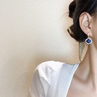 Blue Water Drop Retro Diamond Earrings Personality Fashion Temperament Earrings Female 2021 New Trendy Diamond Earrings main image 6