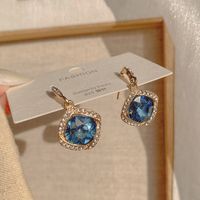 Blue Water Drop Retro Diamond Earrings Personality Fashion Temperament Earrings Female 2021 New Trendy Diamond Earrings sku image 1