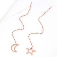 Korean Fashion Long Earrings Simple Star Moon Titanium Steel Earrings main image 4