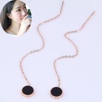 Korean Simple Long Ear Jewelry Simple Titanium Steel Personalized Ear Stud sku image 1