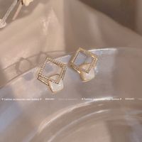 Korea's Micro-inlaid Simple Geometric Square Earrings Zircon Fashion Earrings main image 5