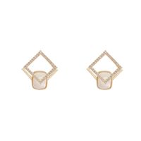 Korea's Micro-inlaid Simple Geometric Square Earrings Zircon Fashion Earrings main image 7