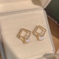 Korea's Micro-inlaid Simple Geometric Square Earrings Zircon Fashion Earrings sku image 1