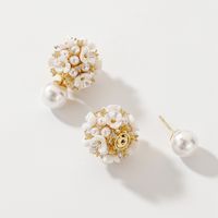 Flower Inlaid Pearls Alloy Artificial Gemstones Earrings main image 1