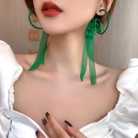 Retro Green Bow Ribbon Earring Earrings European And American Earrings Women Wholesale main image 4