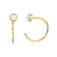 Cross-border C-shaped Mosquito Coil Piercing Hipster Simple Wild Opal Opal Earrings main image 1
