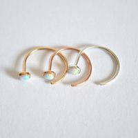 Cross-border C-shaped Mosquito Coil Piercing Hipster Simple Wild Opal Opal Earrings main image 5