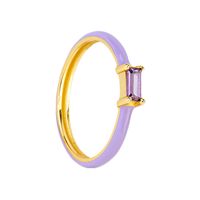 Colorful Epoxy 18k Gold Copper Ring European And American Inlaid Square Zircon Index Finger Ring main image 4