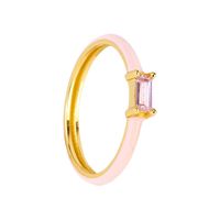 Colorful Epoxy 18k Gold Copper Ring European And American Inlaid Square Zircon Index Finger Ring main image 6