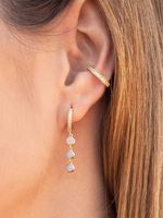 Europe And America Cross Border Sterling Silver Needle Chain Opal Pendant Ear Ring Elegant Simple Ins Style Opal Ear Clip Earrings main image 3