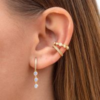 Europe And America Cross Border Sterling Silver Needle Chain Opal Pendant Ear Ring Elegant Simple Ins Style Opal Ear Clip Earrings main image 5