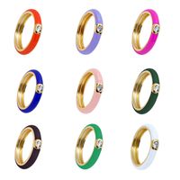 Cross-border Color Epoxy Enamel Temperament Plated 18k Ring Fashion Trend Copper Ring main image 2