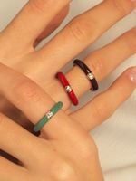 Cross-border Color Epoxy Enamel Temperament Plated 18k Ring Fashion Trend Copper Ring main image 6