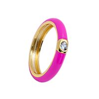 Cross-border Color Epoxy Enamel Temperament Plated 18k Ring Fashion Trend Copper Ring main image 3