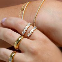 Rectangle Color Zircon Ring European And American Fashion Diamond 18k Copper Ring main image 4