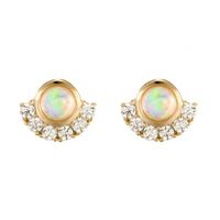 Korean Circle Opal Opal Exquisite Earrings Simple Stud Earrings Ear Jewelry main image 1