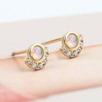 Korean Circle Opal Opal Exquisite Earrings Simple Stud Earrings Ear Jewelry main image 3