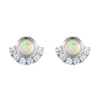 Korean Circle Opal Opal Exquisite Earrings Simple Stud Earrings Ear Jewelry main image 6