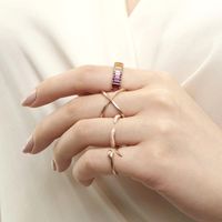 European And American Creative Zircon Open Ring Adjustable Fashion Personality Simple 18k Copper Ring main image 5