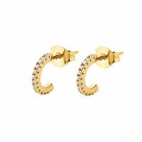 Micro-inlaid Color Zircon C-shaped Earrings European And American Simple Ring Circle Earrings main image 6