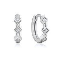 Cross-border Hot Selling Sterling Silver Needle Micro Inlaid Zircon Rhombus Form Round Ear Clip Women's Fashion Retro Earrings Jewelry main image 6