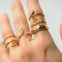 European And American 18k Copper Ring Fashion Personality Hip Hop Light Luxury Snake-shaped Open Ring main image 3