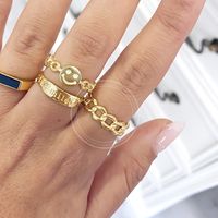 Korean Geometric Chain Ring Retro European And American Plated 18k Gold Hollow Closed Ring main image 5