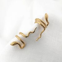 Single 18k Gold Snake-shaped Copper Earrings European And American Personality Creative Non-pierced Earrings main image 3