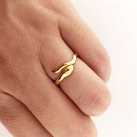 European And American Creative Retro Snake-shaped Copper Electroplating 18k Gold Adjustable Open Ring main image 3