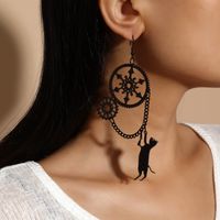 Fashion  Black Industrial Gear Cat Earrings European And American Personality Exaggerated Resin Earrings main image 1