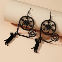 Fashion  Black Industrial Gear Cat Earrings European And American Personality Exaggerated Resin Earrings main image 4